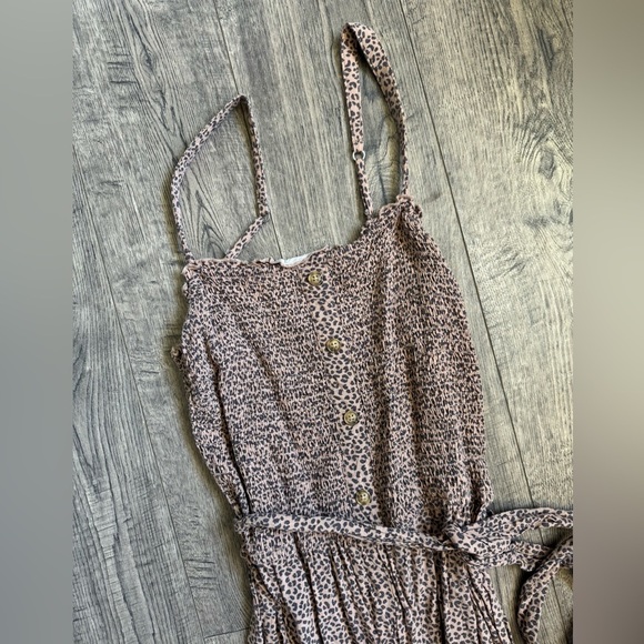 Abercrombie & Fitch Leopard Smocked Wide Leg Jumpsuit- Medium - Picture 3 of 5